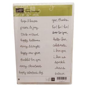 Stampin Up Good Greetings Wood Stamp Set Mounted All Occasions Hostess Exclusive